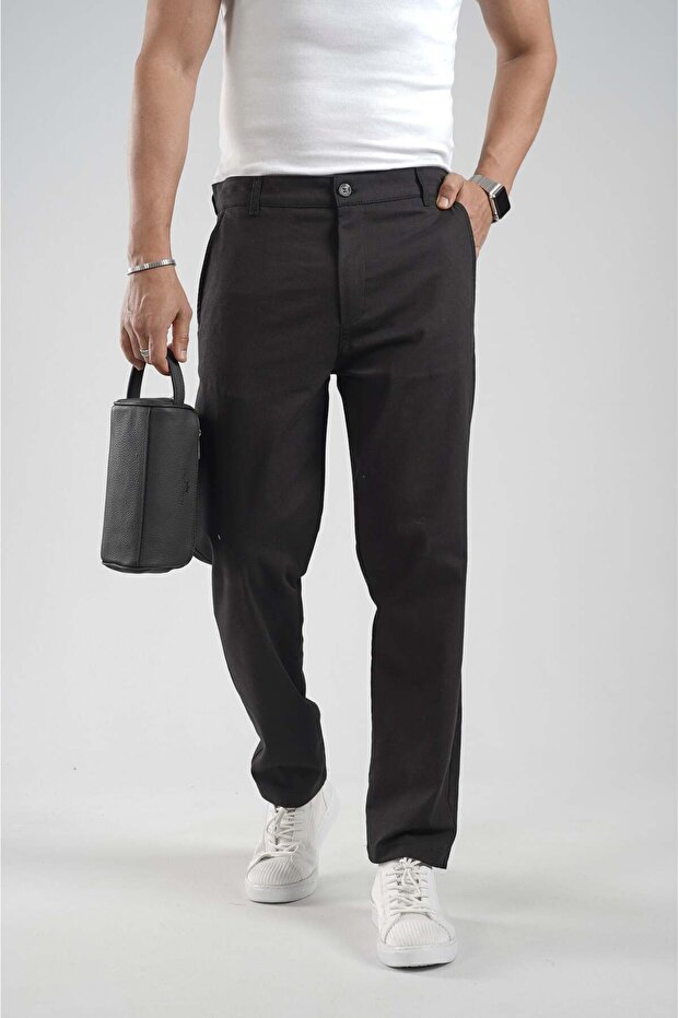 Boyfriend Fit Pover Lycra Fabric Trousers