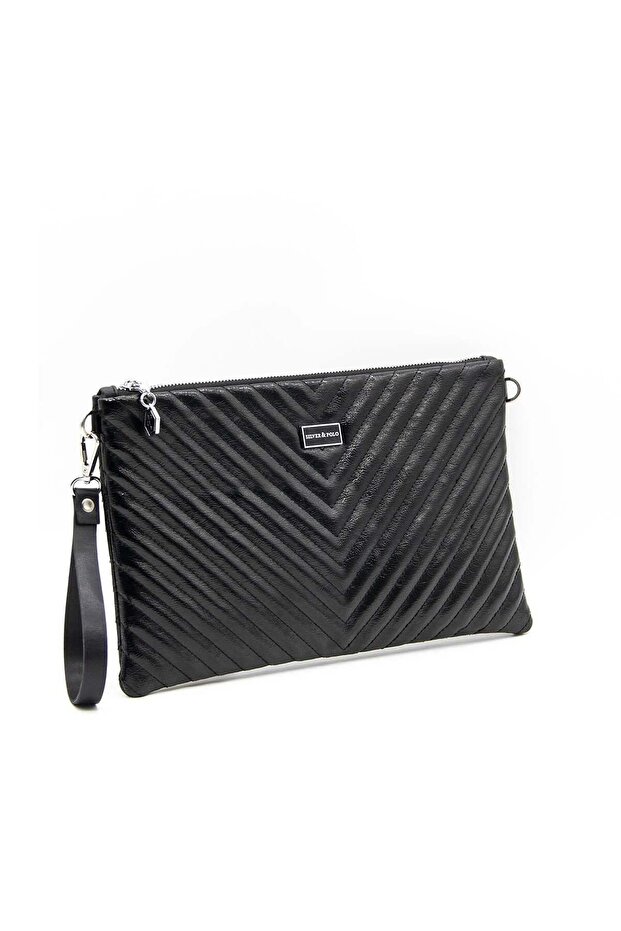 Silver&Polo Portfolio & Clutch 1034 Patent Leather Black