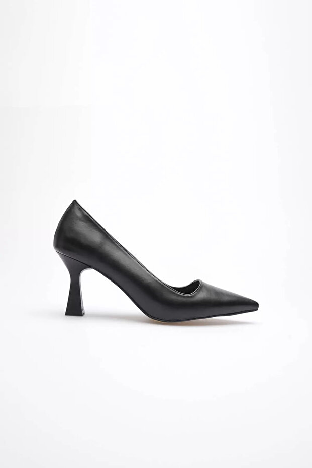 Black pointed toe mid heel women's stiletto tr20ms02a