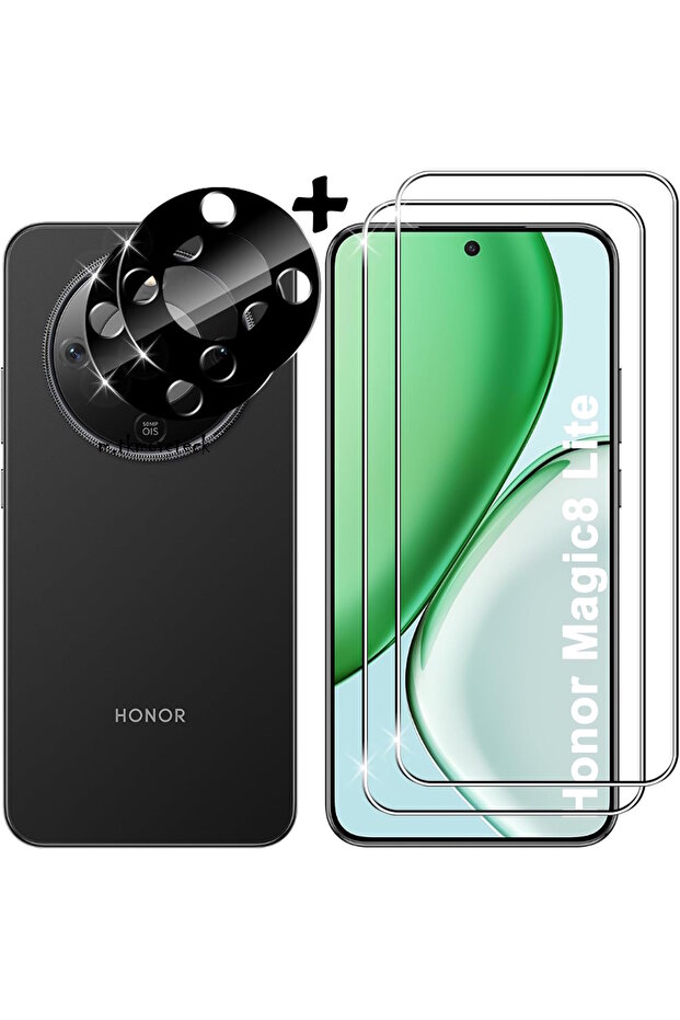 عدسة حماية الكاميرا المتوافقة مع هاتف Honor Magic 8 Lite + زجاج حماية الشاشة 9h، مجموعة 2 في 1