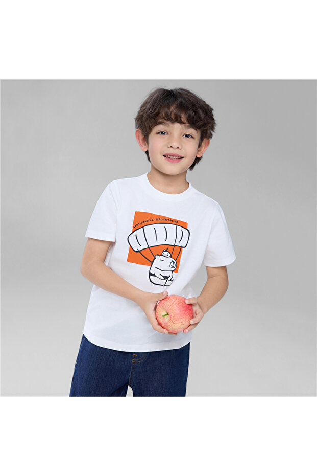 Kid's Regular Fit Cotton Crew Neck Printed Tee