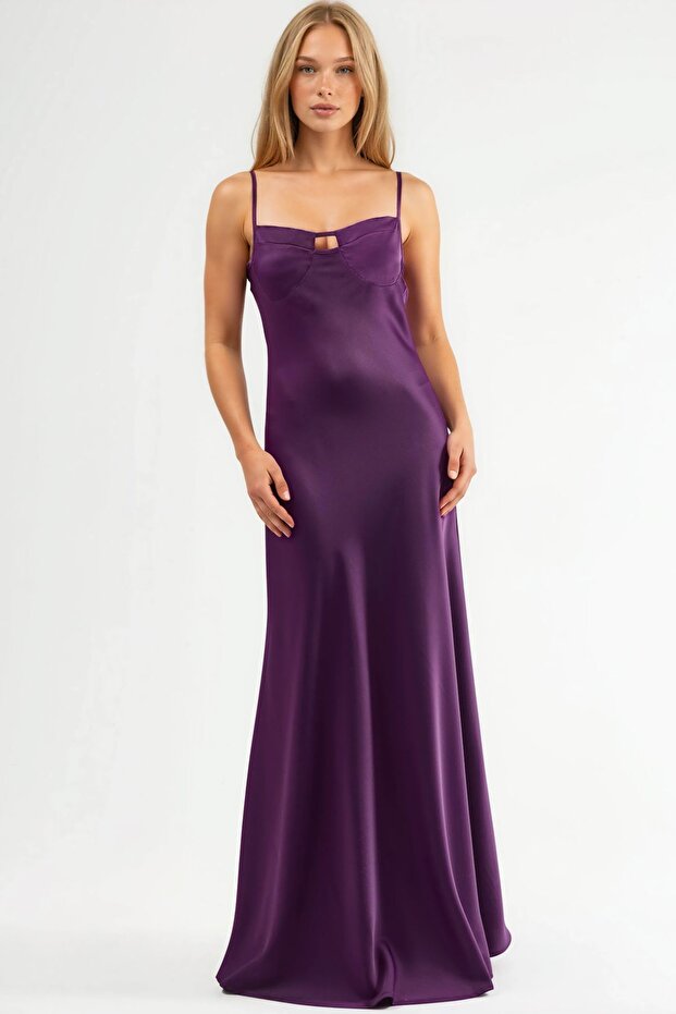 Pencere Detaylı Maxi Elbise - 3