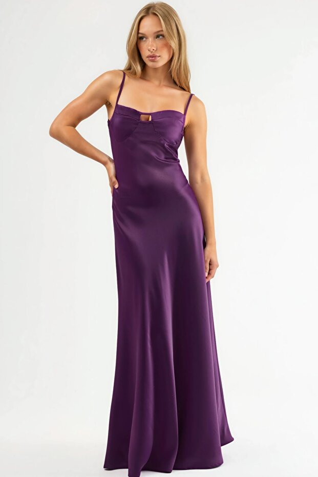 Pencere Detaylı Maxi Elbise - 5