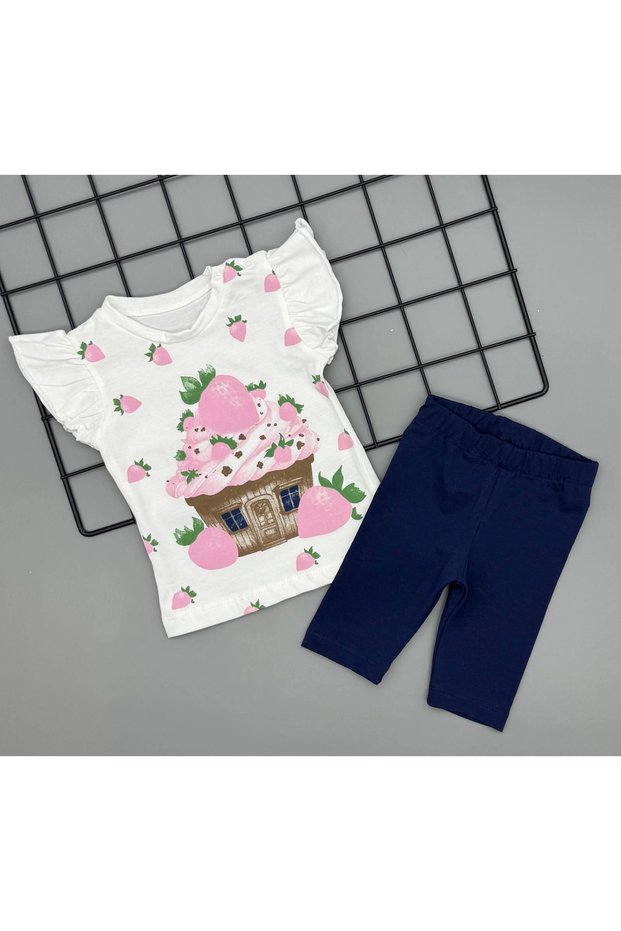 Baby Girl Strawberry Print T-Shirt and Leggings Casual Two-Piece Set 6-18 Months