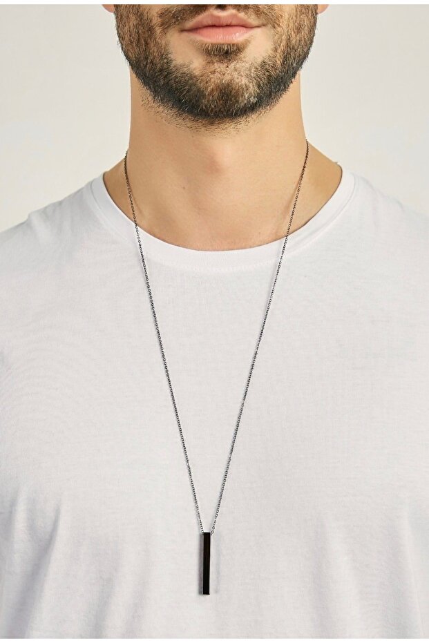Men's Black Coated Cubic Necklace