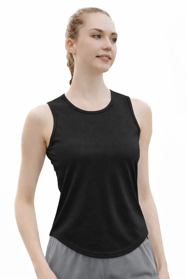 Women Quick Dry Sleeveless Workout Tank Top Slim Fit Crew Neck Yoga Running Gym Fitness Training