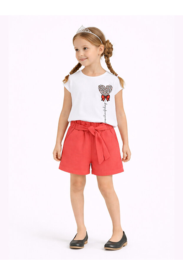 Woven Girls' Summer Shorts & T-Shirt Set