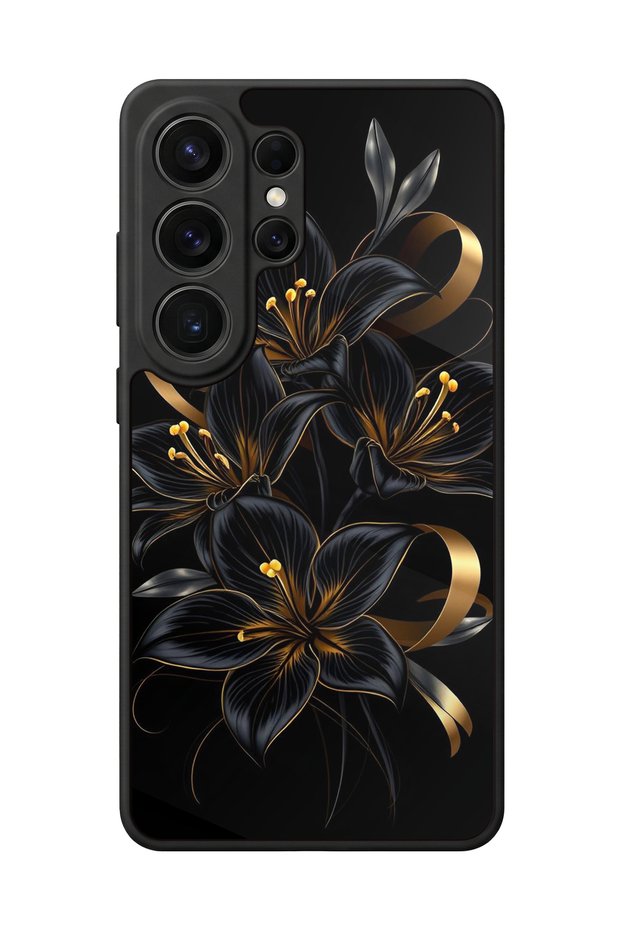 Samsung Galaxy S26 Ultra Compatible Glossy Premium Case with Gilded Flower Design