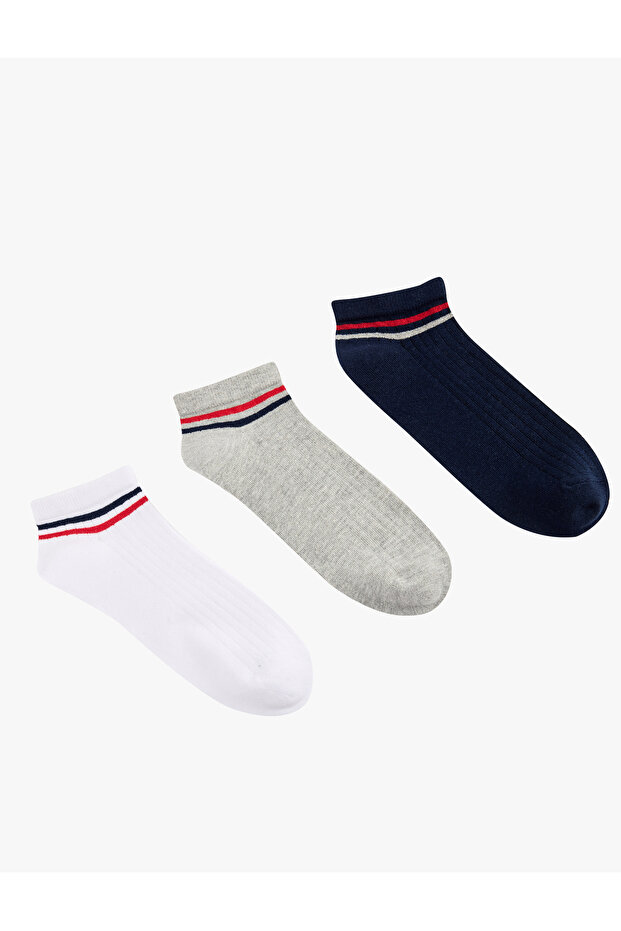 Striped Cotton 3-Piece Booties Socks Set