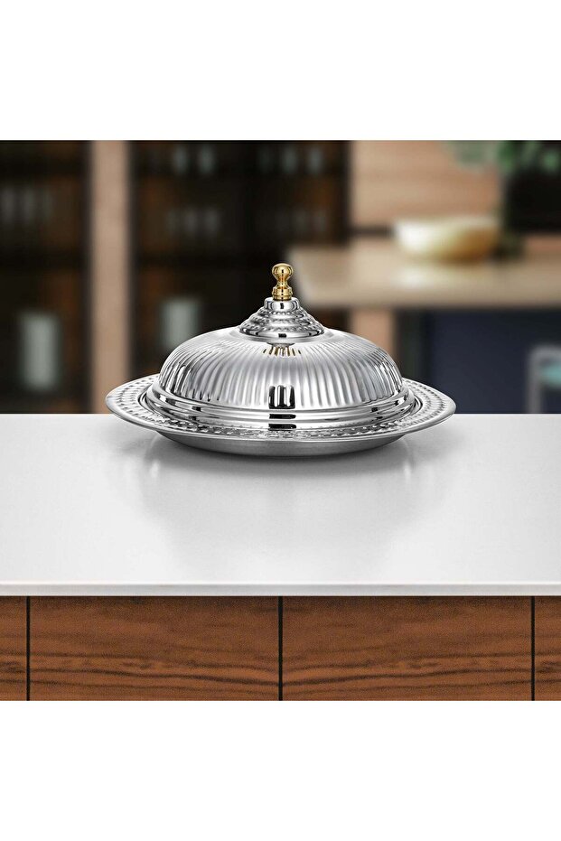 Diwan Tray with Cover 40 cm Silver