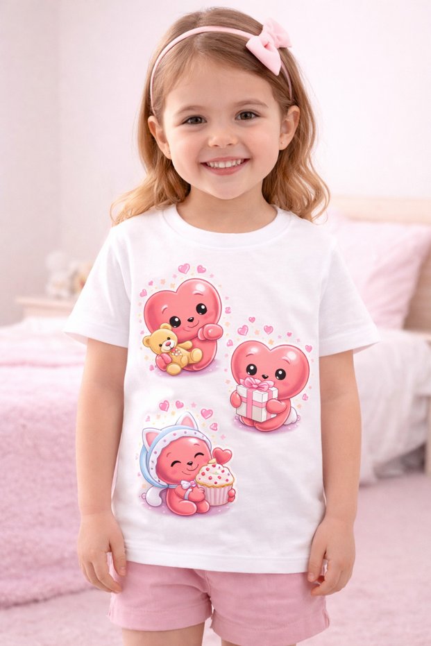 100% Cotton Heart Printed Kids T-Shirt