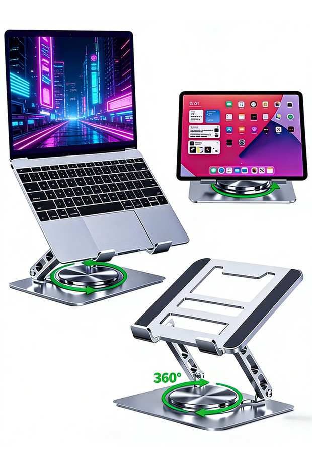 Adjustable 360° Rotating Laptop Stand, Foldable Ergonomic Holder for MacBook & 10-17 Inch Laptops