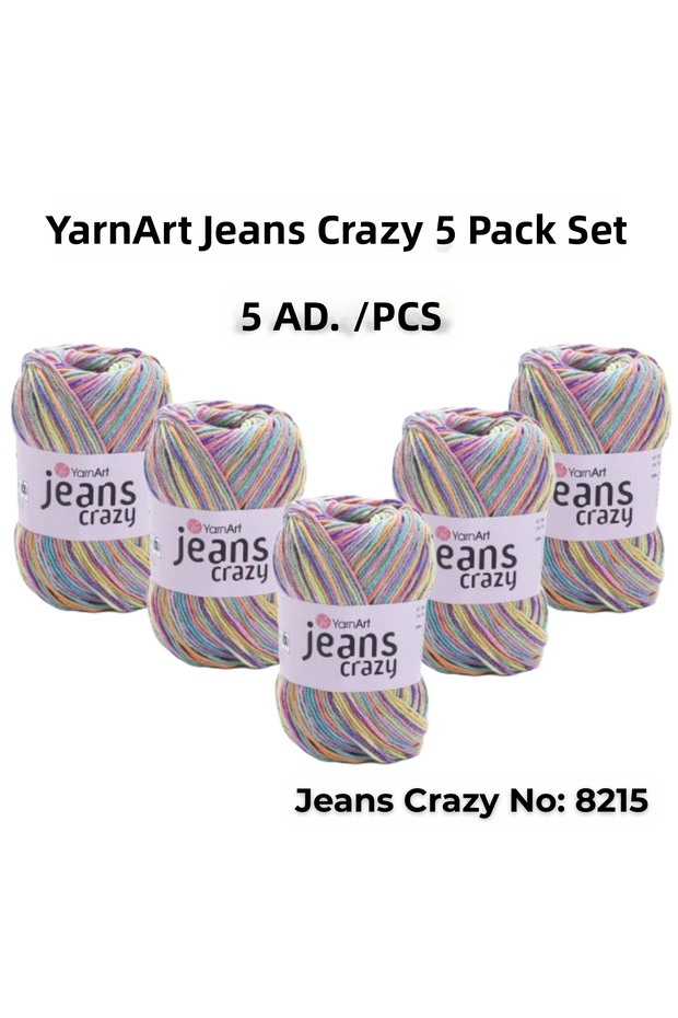 Yarn Art Jeans Crazy Knitting Yarn 8215 Punch Yarn 5-Pack