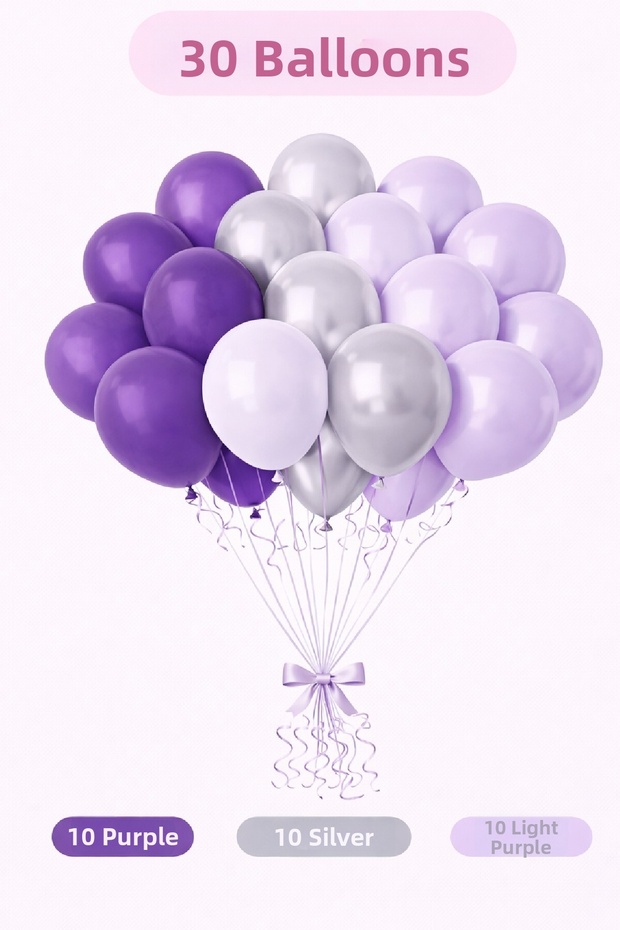 ๐ "30 Pieces Mixed Color Balloon Set" | Premium Party, Birthday and Organization Decoration Set Ornament