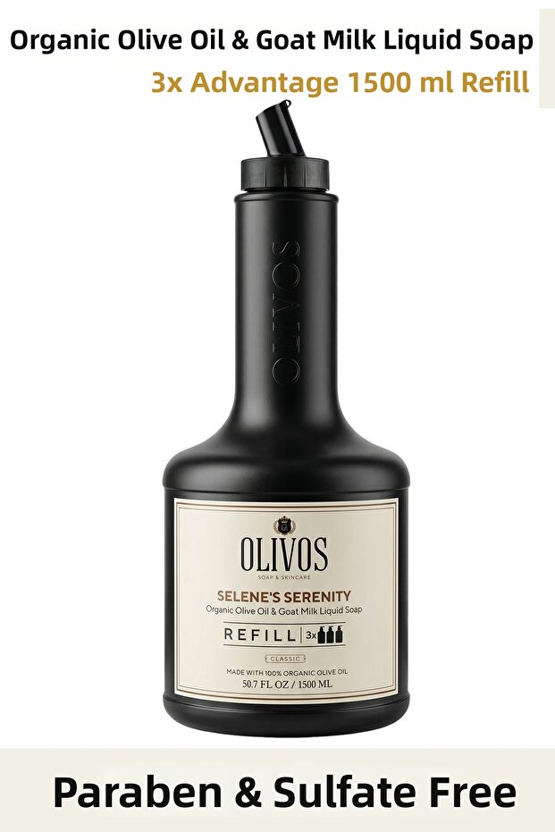Selene’S Serenity Olive Oil Goat Milk Liquid Soap Refill 1500 ml (3X500 ml) Economic Package