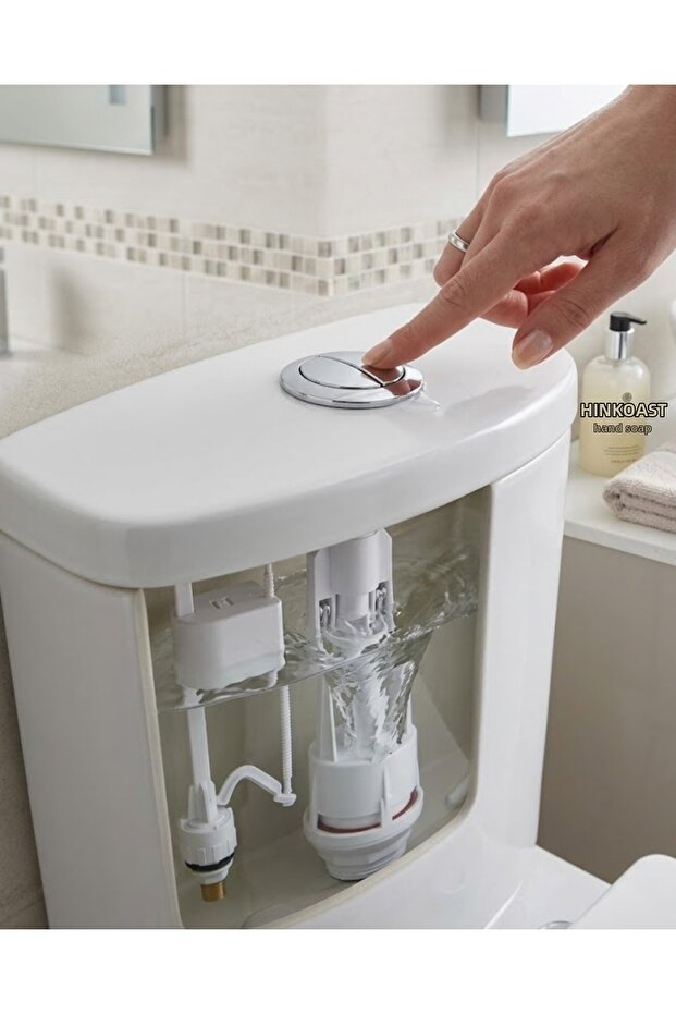 Nrzsnt Toilet Tank Inner Set Push-Down System Adjustable Float Water (113348) Drainage Device