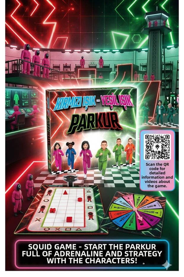 Can Yıldız Squid Game Red Light Green Light Track Board Game - Family and Friends Themed Strategy Game