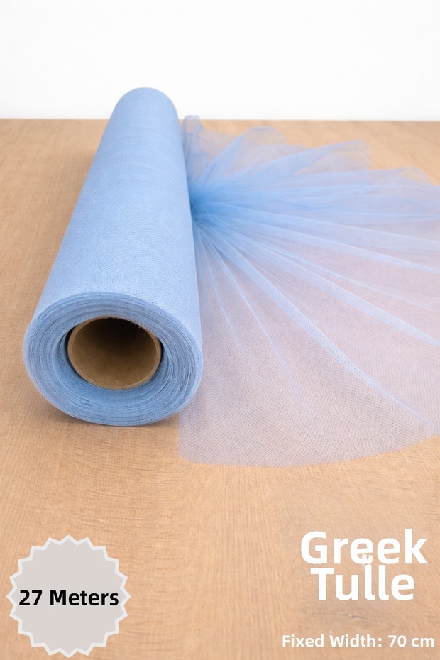 Baby Blue Iranian Greek Tulle Length 27 Mt Width 70 cm Engagement Henna Wedding Bundle Door Birth Party Dowry Decoration