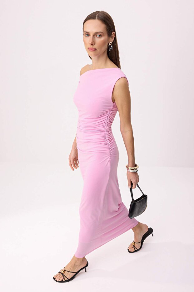 Pembe Fitted/Vücuda Oturan Maxi Esnek Kalem Örme Elbise TWOSS24EL00563 - 2