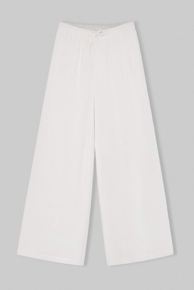 Trendyol Studio Beyaz Extra Geniş Paça Astarlı Pantolon TWOSS26PL00123 - 6