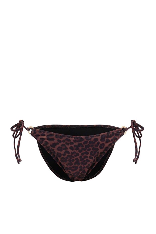 Leopar Desenli Aksesuarlı Regular Bikini Altı TBESS24BA00135 - 4