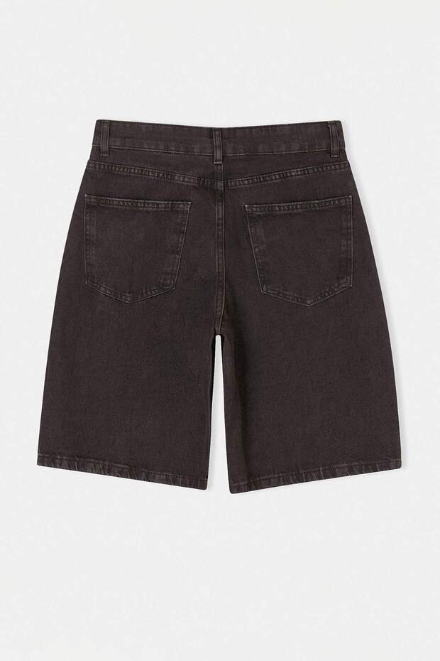 Kahverengi Vintage Yıkama Yüksek Bel Denim Bermuda TWOSS26SR00105 - 6