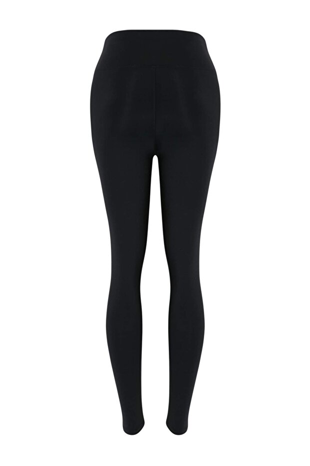 Siyah Premium Poliamid Kumaş Örme Tam Boy Spor Tayt THMSS26TY00018 - 7