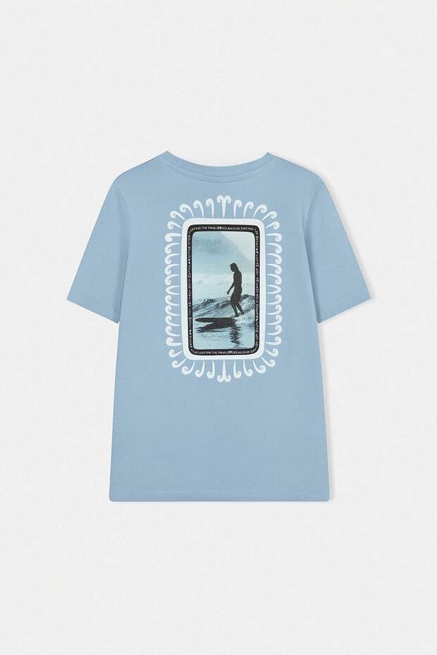 Ekru-Mavi Erkek Çocuk Baskılı Örme T-Shirt TKDSS26TS00033 - 10