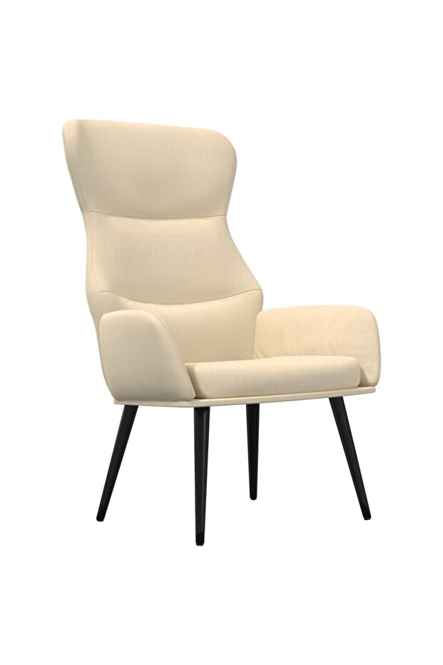 Scaun de relaxare, crem, material textil - 2