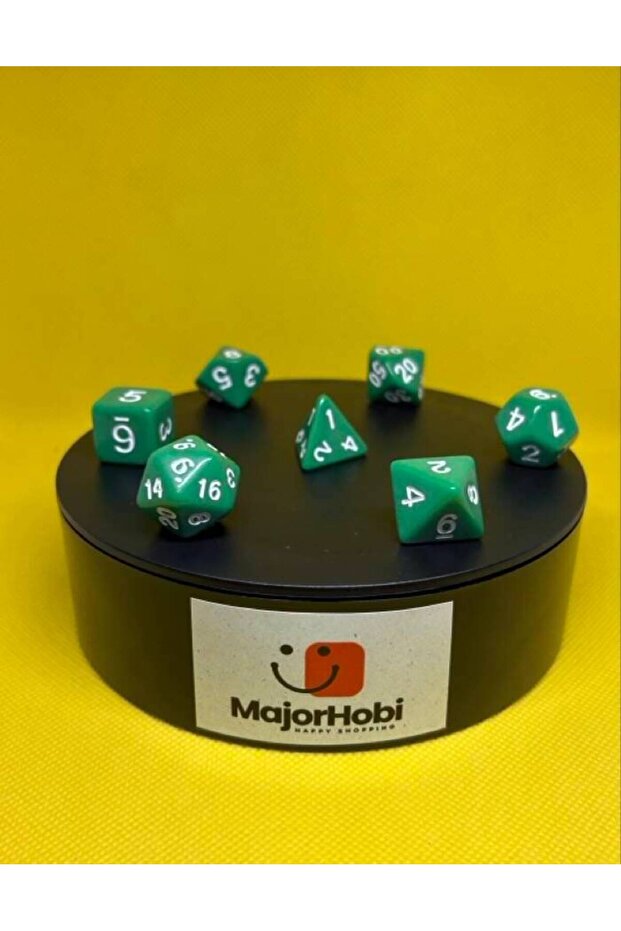 مجموعة من 7 قطع من مكعبات DND FRP - مجموعة مكعبات ألعاب الطاولة Dungeons & Dragons باللون الأخضر