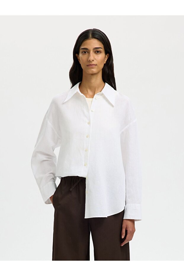 Μπλούζα από μείγμα λινού, oversized