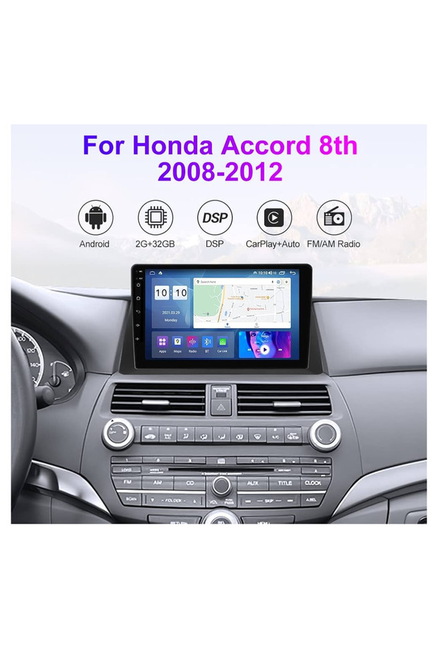 Android screen honda accord model 2008-2012 carplay android auto reverse camera - 6