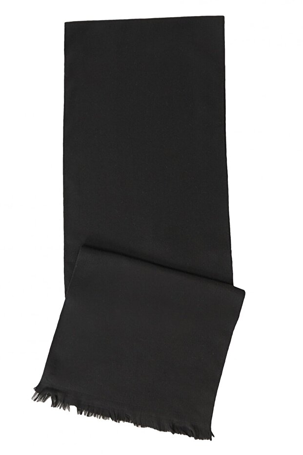 Men's Plain Black Wool Scarf