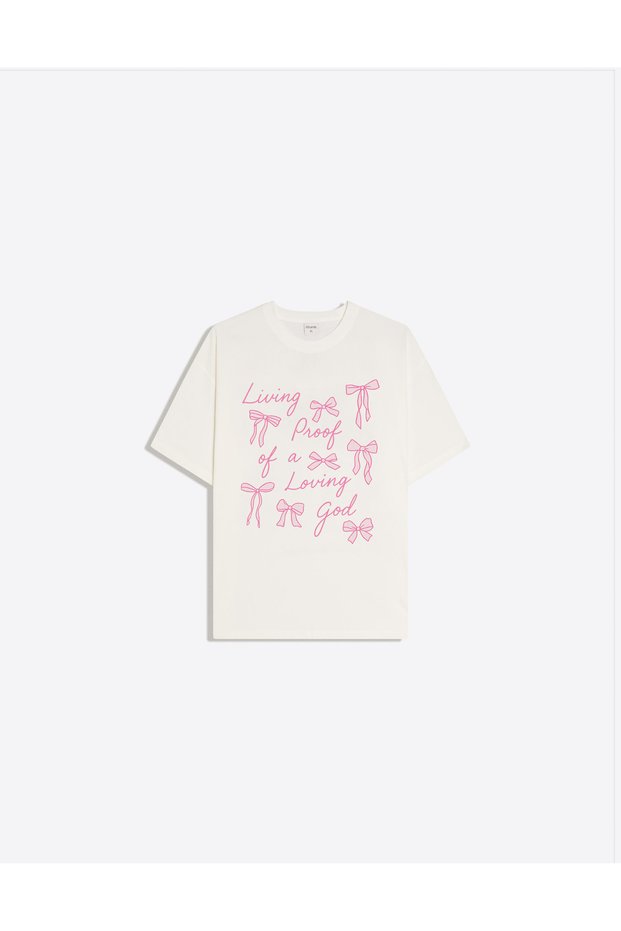 Living Proof Printed Crew Neck Oversize Trendy Women's T-Shirt