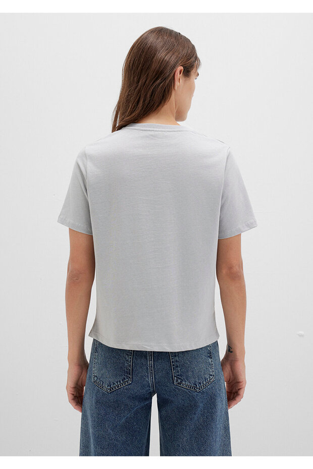 Gri Basic Tişört Regular Fit / Normal Kesim 1600965-70075 - 5