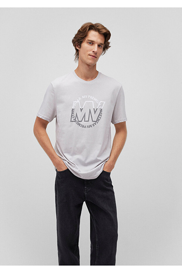 Logo Printed Gray T-Shirt Regular Fit / Regular Fit 0610309 -80618