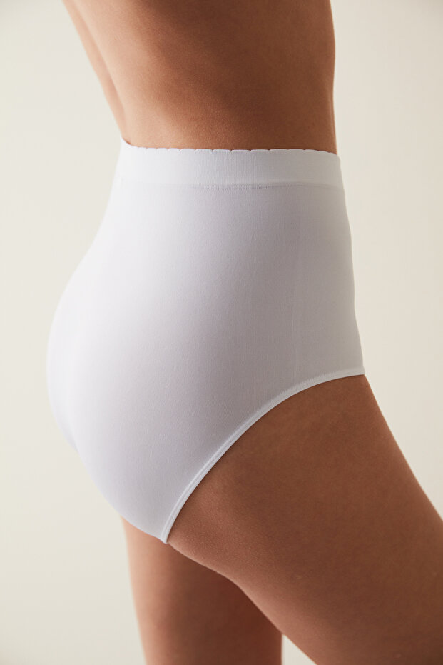 Beyaz Basic Yüksek Bel Slip Külot - 3