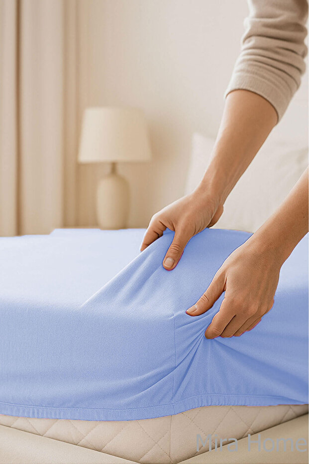 Double Flat Combed Cotton Elastic Sheet 180X200 cm