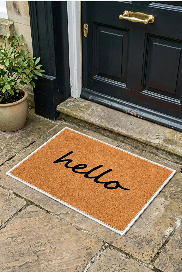 Hello Written Modern Non-Slip Decorative Door Mat