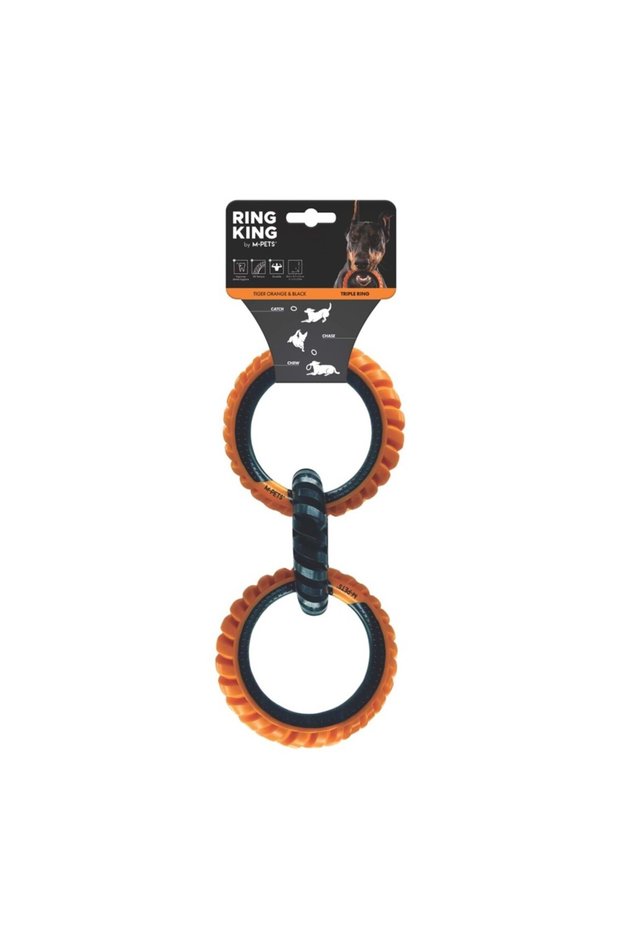 Ring King Dog Toy Triple Orange/Black