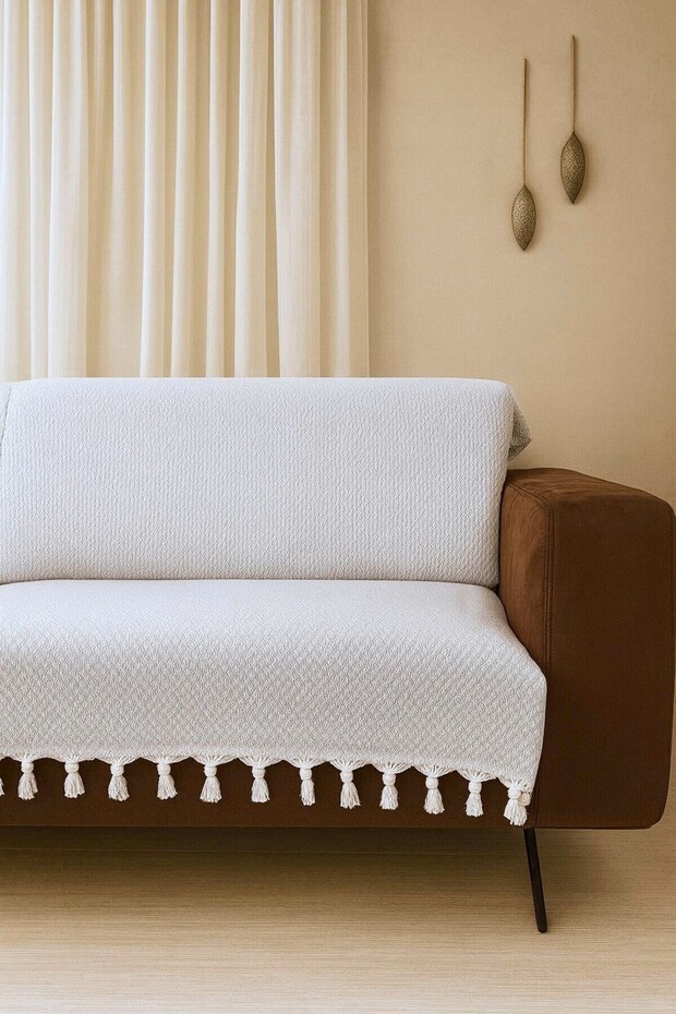 Wheat Pattern Woven 100% Cotton Multi-Purpose Piqué Sofa Cover 180x230
