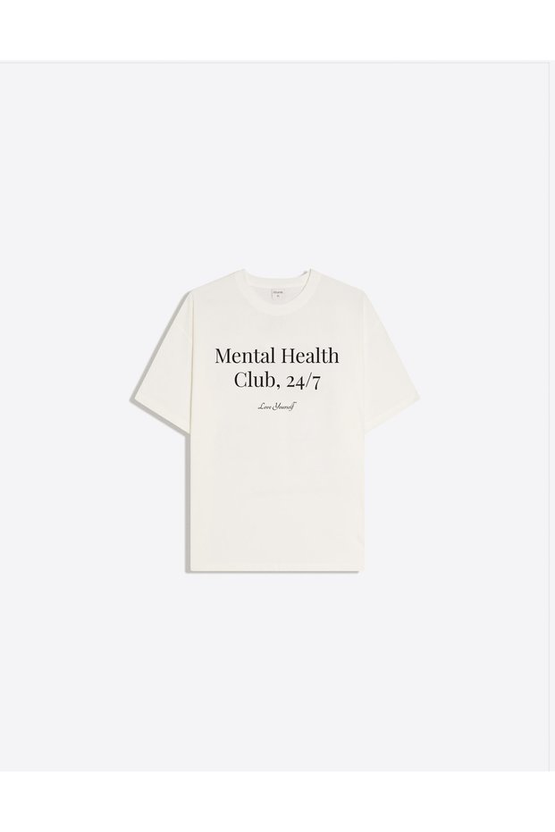 Mental Health Printed Crew Neck Oversize Trendy Women's T-Shirt