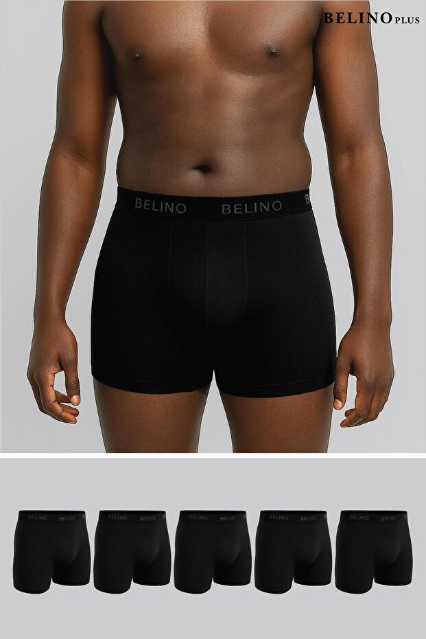 Pack of 6 Plain Black Combed Cotton Lycra Boxers