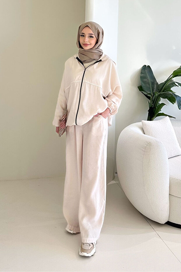 Piped Sports Set - Beige