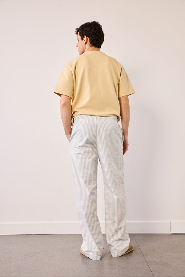 Striped Trousers with Drawstring Waist - 2
