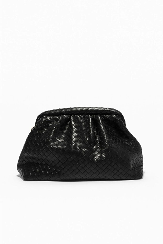 Liora Black Knitted Detailed Portfolio Women's Shoulder, Arm and Hand Bag