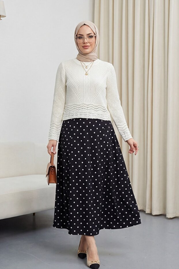 Openwork Patterned Thin Knitwear -Ecru