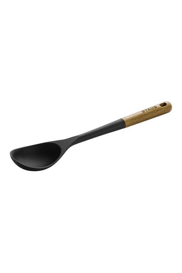 405031070 Black 30 Cm Serving Spoon with Silicone Acacia Handle