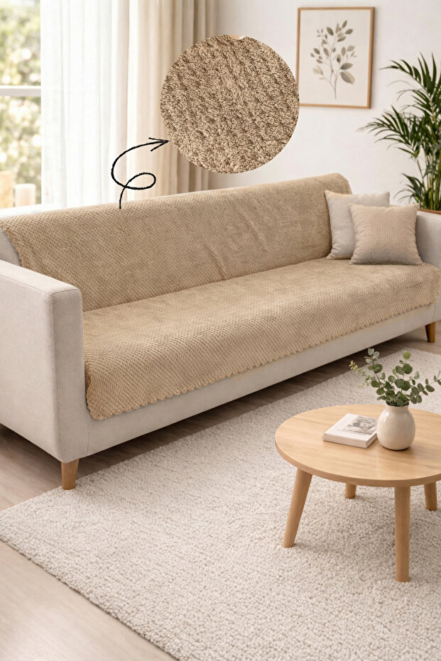 Non-Slip Sole Sofa Cover - Wellsoft & Plush Sofa Cover - 180X215 cm - Cappuccino