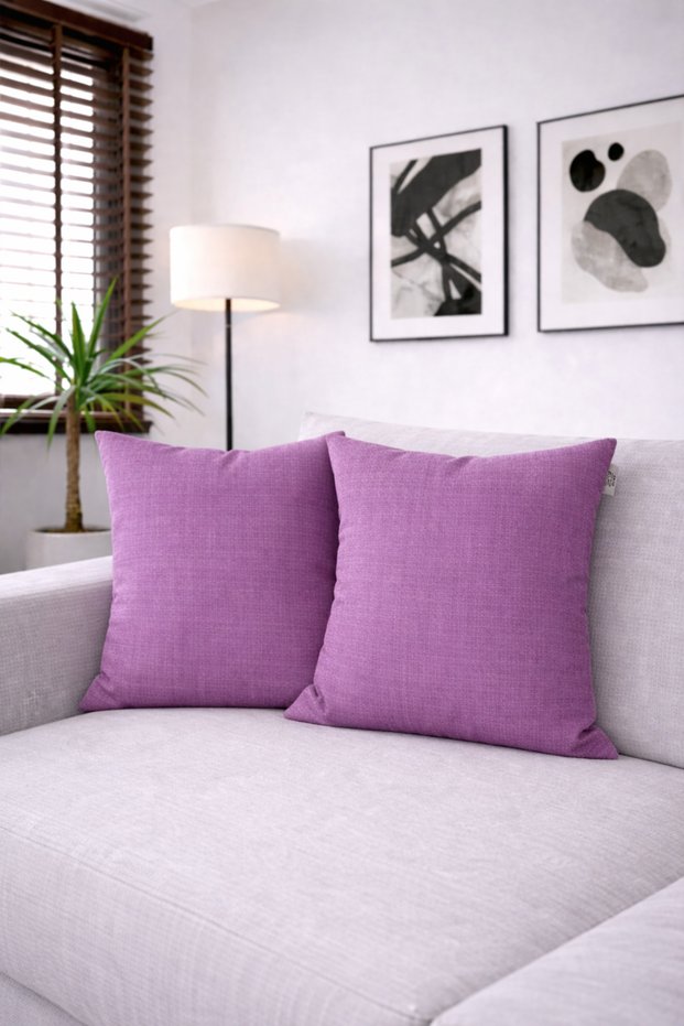 4-Piece Linen Look Throw Pillow Cover Purple